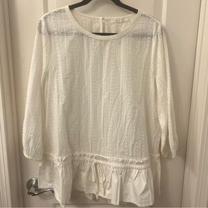 Anthropologie Eri & Ali White Eyelet Blouse
